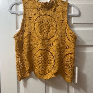 Mustard colored fancy crop top